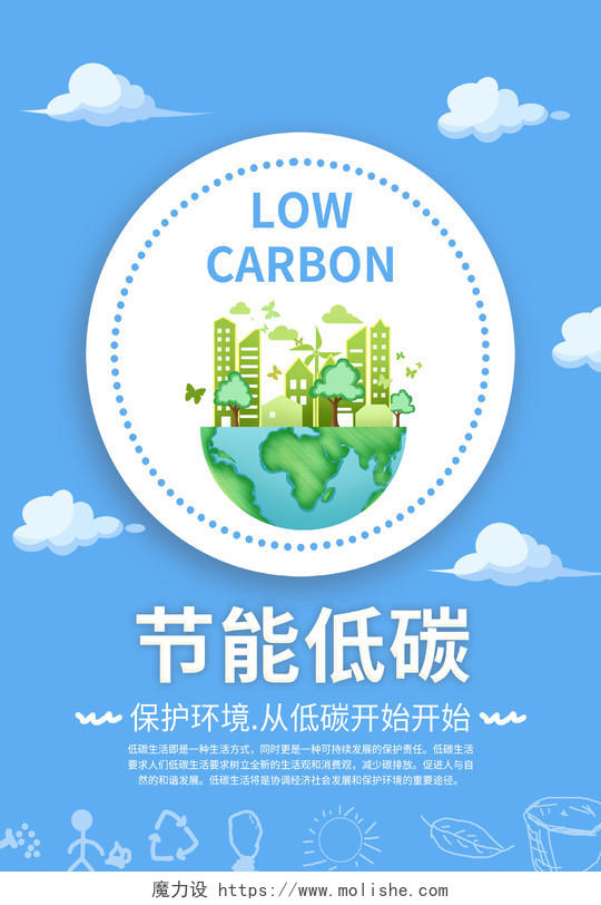 倡导绿色出行节能减排低碳生活保护地球环保绿色海报背景节能宣传周